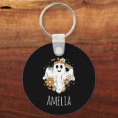 Happy Ghost Retro Hippie Vibe Schlüsselanhänger (Rückseite)