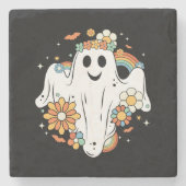 Happy Ghost Retro Hippie Vibe Steinuntersetzer (Vorderseite)