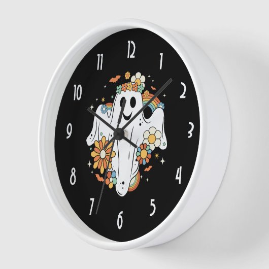 Happy Ghost Retro Hippie Vibe Uhr (Winkel)