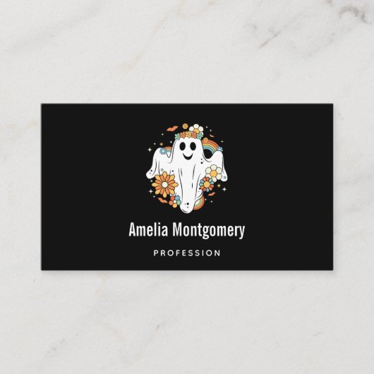 Happy Ghost Retro Hippie Vibe Visitenkarte (Vorderseite)