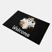Happy Ghost Retro Hippie Vibe Willkommen Fußmatte (Schrägansicht)