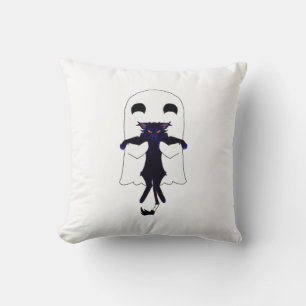 Happy Ghost & Scraggy Black Cat Throw Kissen Kisse