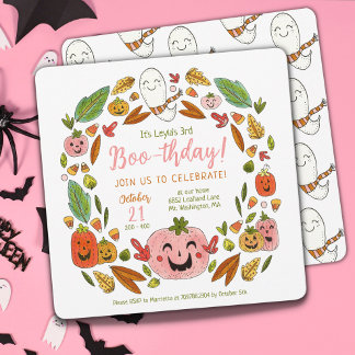 Happy Ghosts Pink Halloween Geburtstag Einladung
