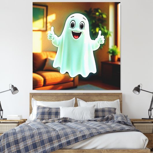 Happy Ghost's Thumbs Up Leinwanddruck (Insitu (Schlafzimmer))