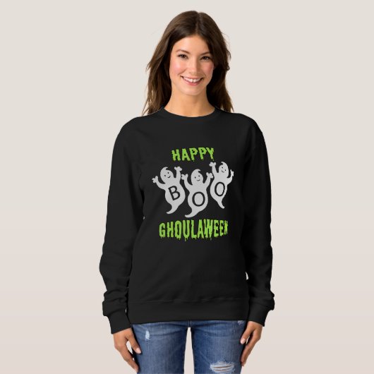 Happy Ghoulaween Halloween Cute Ghosts Trio With B Sweatshirt (Vorne ganz)