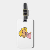 Happy Giggling Cartoon Girl Gepäckanhänger (Vorderseite vertikal)