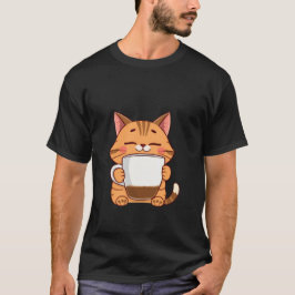 Happy Ginger Cat Hugging Coffee Mug Peace ✨🐾☕ T-Shirt