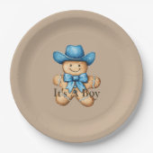 Happy Gingerbread Cowboy Baby Shower Pappteller (Vorderseite)