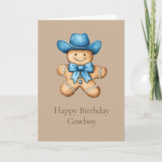 Happy Gingerbread Cowboy Birthday Karte (Vorderseite)