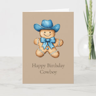Happy Gingerbread Cowboy Birthday Karte