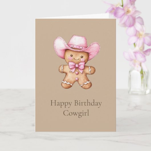 Happy Gingerbread Cowgirl Birthday Karte (Orchidee)