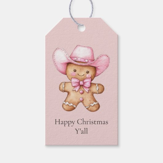 Happy Gingerbread Cowgirl Weihnachten Geschenkanhänger (Vorderseite)