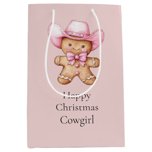 Happy Gingerbread Cowgirl Weihnachten Mittlere Geschenktüte (Vorderseite)