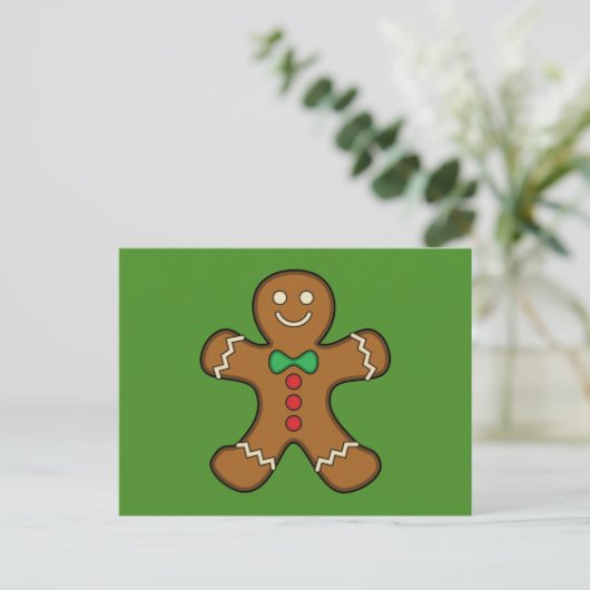 Happy Gingerbread Man Feiertagspostkarte (Stehend Vorderseite)