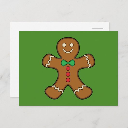 Happy Gingerbread Man Feiertagspostkarte (Vorne/Hinten)