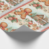 Happy Gingerbread Man Gingerbread House Geschenkpapier (Ecke)