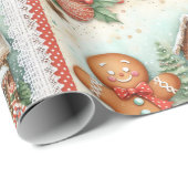 Happy Gingerbread Man Gingerbread House Geschenkpapier (Rolleneckpunkt)