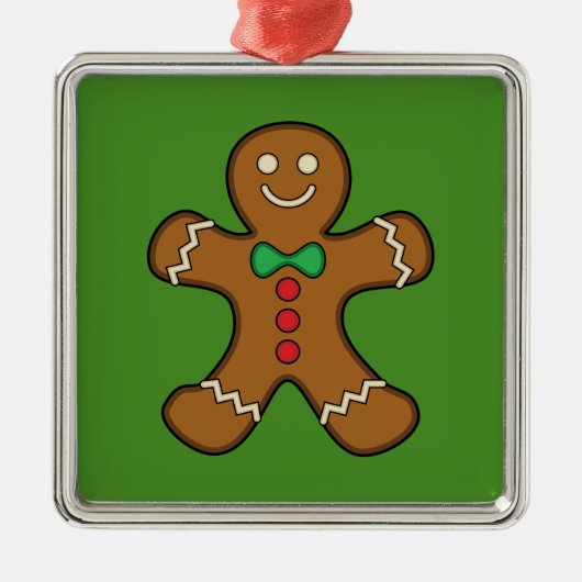 Happy Gingerbread Man Ornament Aus Metall (Vorne)