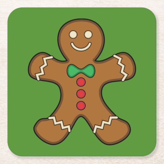 Happy Gingerbread Man Rechteckiger Pappuntersetzer (Vorderseite)