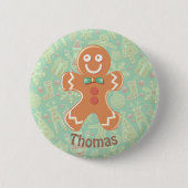 Happy Gingerbread Mann Frohe Weihnachten Button (Vorderseite)