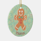 Happy Gingerbread Mann Frohe Weihnachten Keramik Ornament (Rechts)