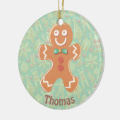 Happy Gingerbread Mann Frohe Weihnachten Keramik Ornament (Links)