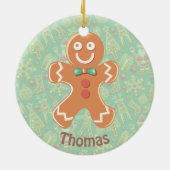 Happy Gingerbread Mann Frohe Weihnachten Keramik Ornament (Hinten)