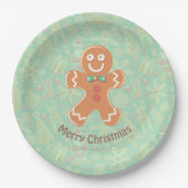 Happy Gingerbread Mann Frohe Weihnachten Pappteller (Vorderseite)