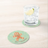 Happy Gingerbread Mann Frohe Weihnachten Runder Pappuntersetzer (Vor Ort)