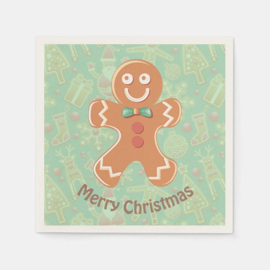 Happy Gingerbread Mann Frohe Weihnachten Serviette (Vorderseite)