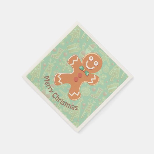 Happy Gingerbread Mann Frohe Weihnachten Serviette (Ecke)
