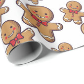 Happy Gingerbread Men Geschenkpapier (Rolleneckpunkt)