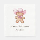 Happy Gingerbread Pink Cowgirl Birthday Serviette (Vorderseite)