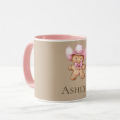 Happy Gingerbread Pink Cowgirl Name Tasse (Vorderseite Links)