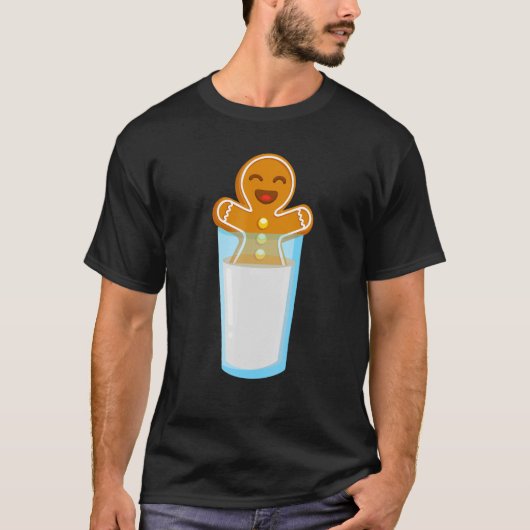 Happy Gingerbroad Man genießt ein Glas Milch T-Shirt (Vorderseite)