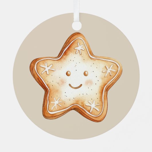 Happy Gingerbrot Cookie mit Weihnachtsmannmütze Ornament Aus Metall (Rückseite)