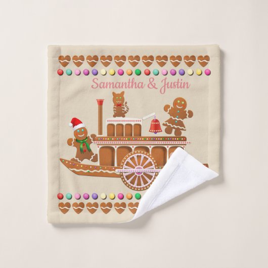Happy Gingerbrot Cookies Badhandtuch Set (Waschlappen)