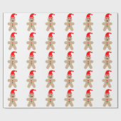 Happy Gingerbrot Mann mit einer Weihnachtsmannmütz Geschenkpapier (Flach)