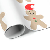 Happy Gingerbrot Mann mit einer Weihnachtsmannmütz Geschenkpapier (Rolleneckpunkt)