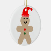 Happy Gingerbrot Mann mit einer Weihnachtsmannmütz Keramik Ornament (Rechts)