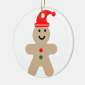 Happy Gingerbrot Mann mit einer Weihnachtsmannmütz Keramik Ornament (Links)