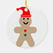 Happy Gingerbrot Mann mit einer Weihnachtsmannmütz Keramik Ornament (Hinten)