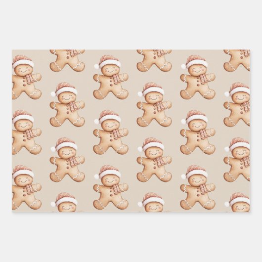 Happy Gingerbrot und Star Cookie Geschenkpapier Set (Vorderseite)