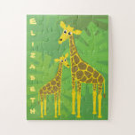 Happy Giraffe Family Kinder Personalisiert Puzzle<br><div class="desc">Super cooles Rätsel,  personalisiert nur für Sie!</div>