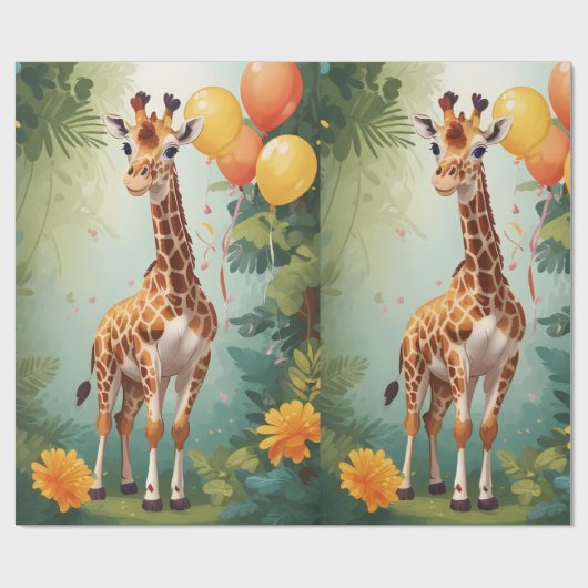 Happy Giraffe & Geschenke im Dschungel | Schleifpa Geschenkpapier (Flach)