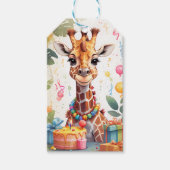 Happy Giraffe mit Geschenken & Kuchen | Geschenkanhänger (Vorderseite)