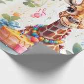 Happy Giraffe mit Geschenken & Kuchen | Schleifpap Geschenkpapier (Ecke)