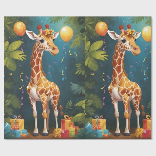 Happy Giraffe mit Geschenken | Schleifpapier Geschenkpapier (Flach)