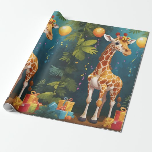 Happy Giraffe mit Geschenken | Schleifpapier Geschenkpapier (Ungerollt)
