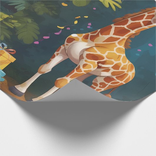 Happy Giraffe mit Geschenken | Schleifpapier Geschenkpapier (Ecke)